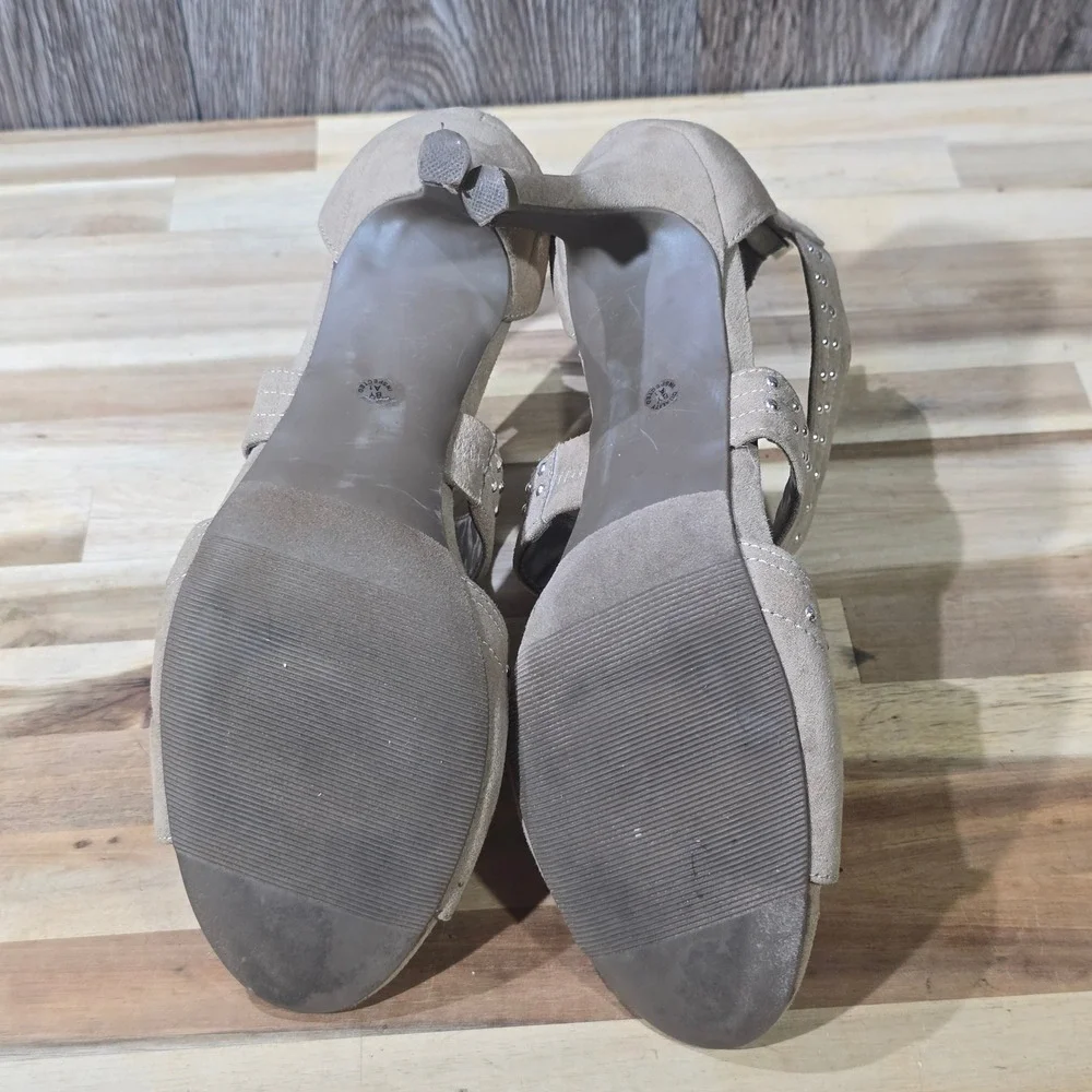 Worthington Tan Suede Studded Cut-Out Bootie Stiletto‎ Heels Women's 8.5 M